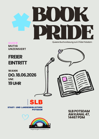 Book Pride Event - Lesung Caspar Gutsche 18. Juni 2026 19 Uhr in der SLB Potsdam
